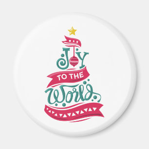 Joy to the World Kerstcitote Typografie Magneet