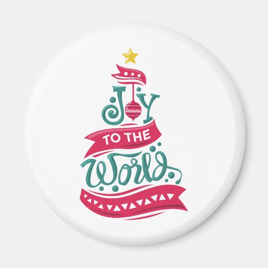 Joy to the World Kerstcitote Typografie Magneet (Voorkant)