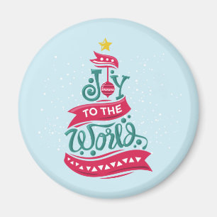 Joy to the World Kerstcitote Typografie Magneet