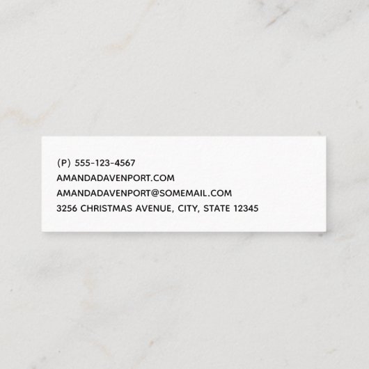 Joy to the World Kerstcitote Typografie Mini Visitekaartje (Achterkant)