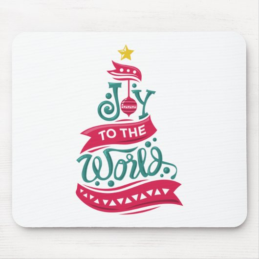 Joy to the World Kerstcitote Typografie Muismat (Voorkant)