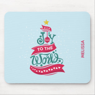 Joy to the World Kerstcitote Typografie Muismat