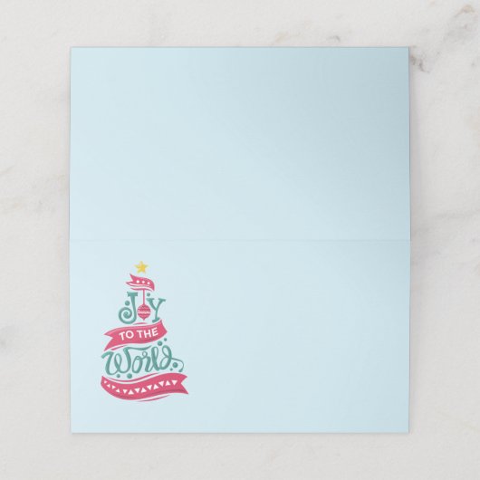 Joy to the World Kerstcitote Typografie Plaatskaartje (Buitenkant ongevouwen)