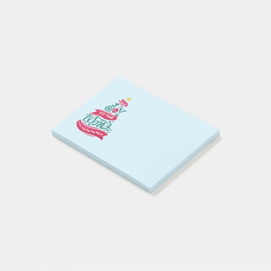 Joy to the World Kerstcitote Typografie Post-it® Notes (Schuin)
