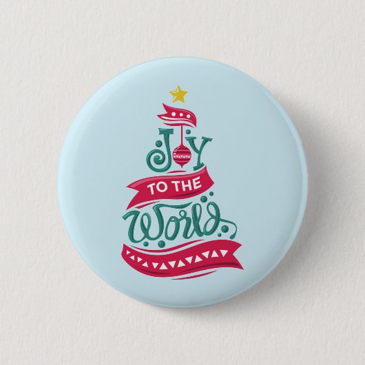 Joy to the World Kerstcitote Typografie Ronde Button 5,7 Cm (Voorkant)