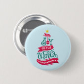 Joy to the World Kerstcitote Typografie Ronde Button 5,7 Cm (Voorkant /achterkant)