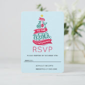 Joy to the World Kerstcitote Typografie RSVP Kaartje (Staand voorkant)