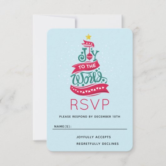 Joy to the World Kerstcitote Typografie RSVP Kaartje (Voorkant)