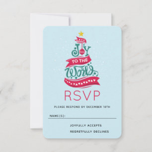 Joy to the World Kerstcitote Typografie RSVP Kaartje