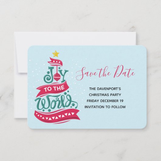 Joy to the World Kerstcitote Typografie Save The Date (Voorkant)