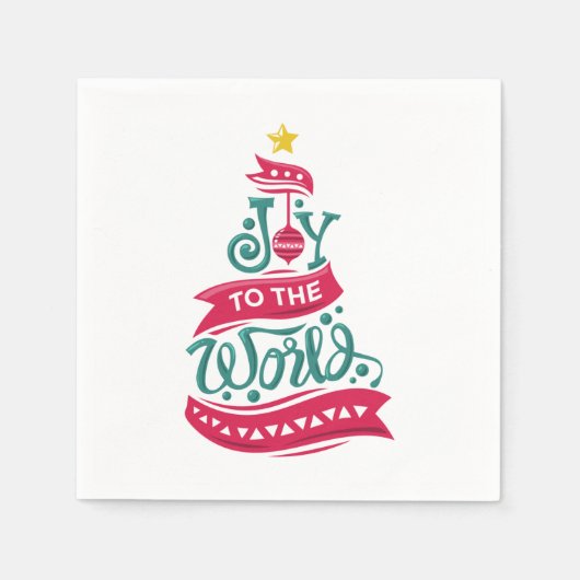 Joy to the World Kerstcitote Typografie Servet (Voorkant)