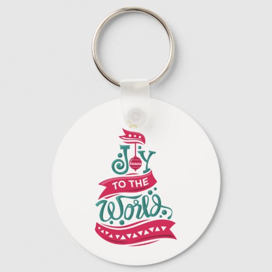 Joy to the World Kerstcitote Typografie Sleutelhanger (Voorkant)