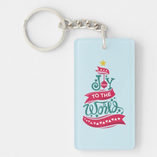 Joy to the World Kerstcitote Typografie Sleutelhanger (Voorkant)
