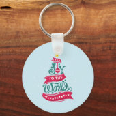 Joy to the World Kerstcitote Typografie Sleutelhanger (Voorkant)