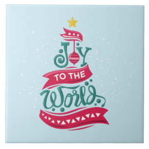 Joy to the World Kerstcitote Typografie Tegeltje