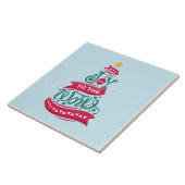 Joy to the World Kerstcitote Typografie Tegeltje (Zijkant)