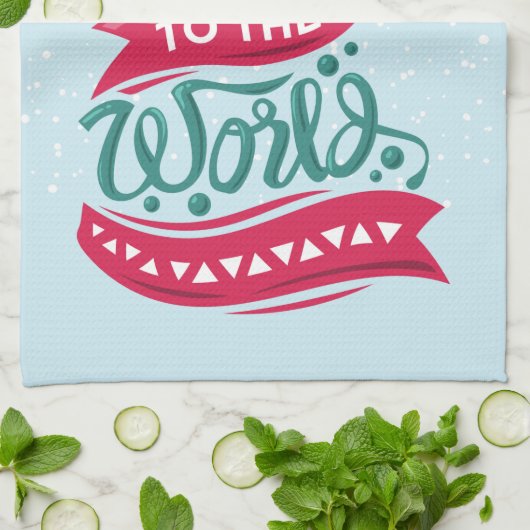 Joy to the World Kerstcitote Typografie Theedoek (Gevouwen)