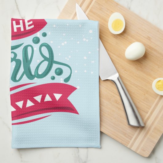 Joy to the World Kerstcitote Typografie Theedoek (Quarter Fold)