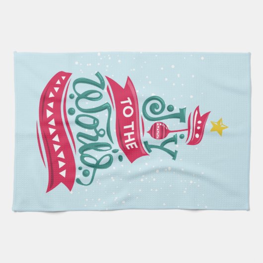 Joy to the World Kerstcitote Typografie Theedoek (Horizontaal)