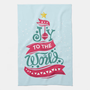Joy to the World Kerstcitote Typografie Theedoek