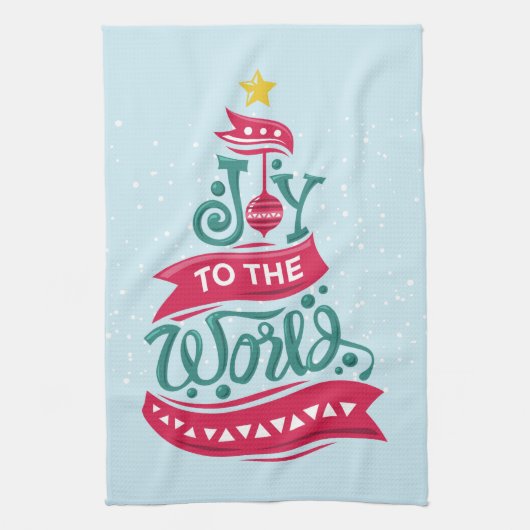 Joy to the World Kerstcitote Typografie Theedoek (Verticaal)