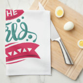 Joy to the World Kerstcitote Typografie Theedoek (Quarter Fold)