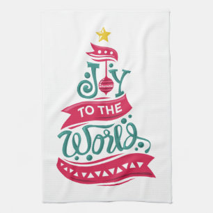 Joy to the World Kerstcitote Typografie Theedoek