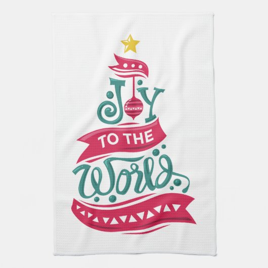 Joy to the World Kerstcitote Typografie Theedoek (Verticaal)