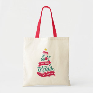 Joy to the World Kerstcitote Typografie Tote Bag