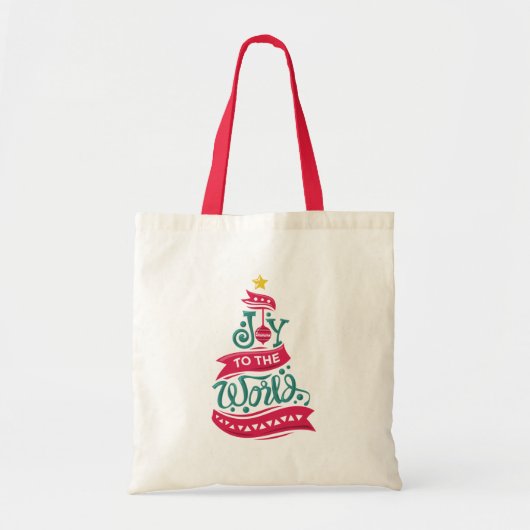 Joy to the World Kerstcitote Typografie Tote Bag (Voorkant)