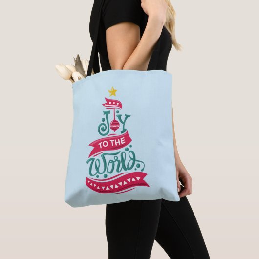 Joy to the World Kerstcitote Typografie Tote Bag (Dichtbij)
