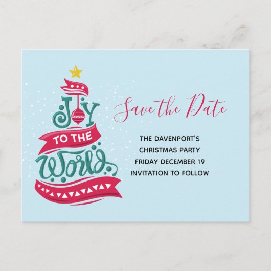 Joy to the World Kerstcitote Typografie Uitnodiging Briefkaart (Voorkant)