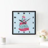 Joy to the World Kerstcitote Typografie Vierkante Klok (Huis)