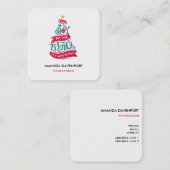 Joy to the World Kerstcitote Typografie Vierkante Visitekaartje (Voorkant / Achterkant)