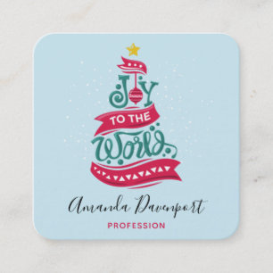 Joy to the World Kerstcitote Typografie Vierkante Visitekaartje