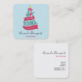 Joy to the World Kerstcitote Typografie Vierkante Visitekaartje (Voorkant / Achterkant)