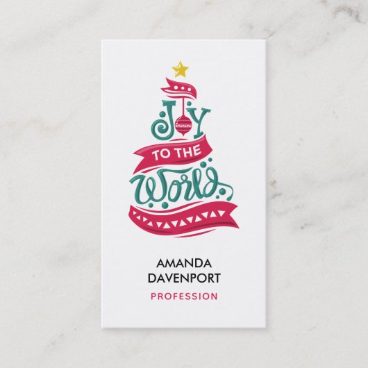 Joy to the World Kerstcitote Typografie Visitekaartje (Voorkant)