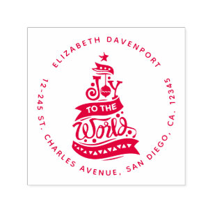 Joy to the World Kerstcitote Typografie Zelfinktende Stempel