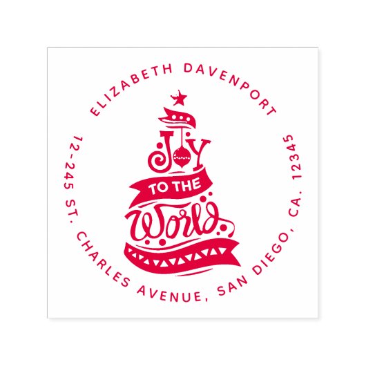 Joy to the World Kerstcitote Typografie Zelfinktende Stempel (Design)