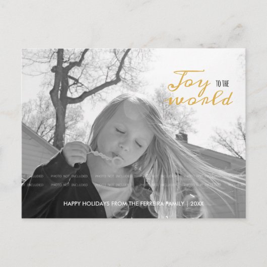 Joy to the World Kerstfoto Moderne feestdag Feestdagenkaart (Voorkant)