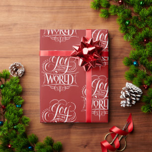 Joy To The World - Kerstkalligrafie - Rood Cadeaupapier