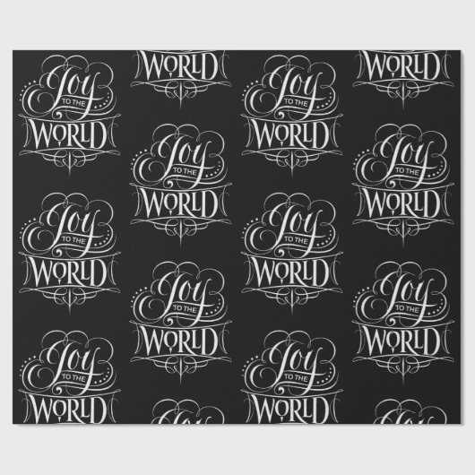 Joy To The World - Kerstkalligrafie Zwart Cadeaupapier (Vlak)