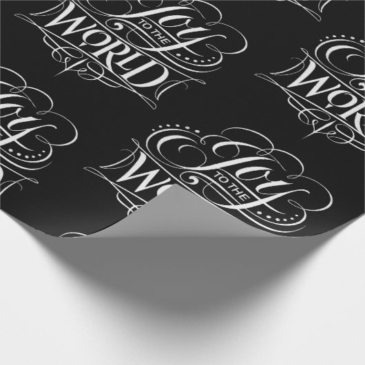 Joy To The World - Kerstkalligrafie Zwart Cadeaupapier (Hoek)
