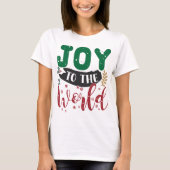 Joy to the World Kerstmis Typography Slogan T-shirt (Voorkant)