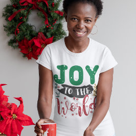 Joy to the World Kerstmis Typography Slogan T-shirt