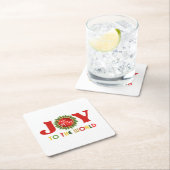 Joy to the World Kerstmis Wreath Kartonnen Onderzetters (Insitu)