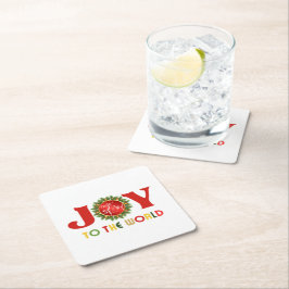 Joy to the World Kerstmis Wreath Kartonnen Onderzetters