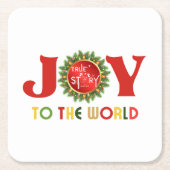 Joy to the World Kerstmis Wreath Kartonnen Onderzetters (Voorkant)
