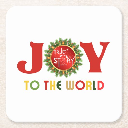 Joy to the World Kerstmis Wreath Kartonnen Onderzetters (Voorkant)