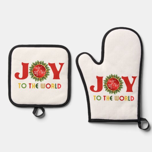 Joy to the World Kerstmis Wreath Ovenwant & Pannenlap Set (Voorkant)